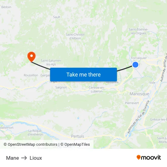 Mane to Lioux map