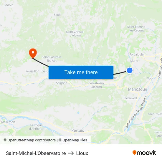 Saint-Michel-L'Observatoire to Lioux map