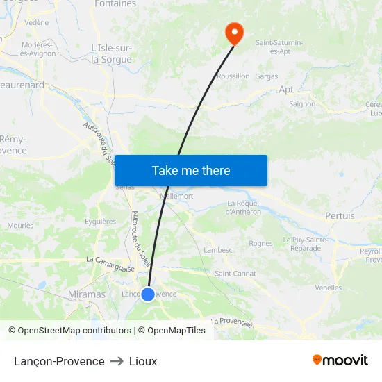 Lançon-Provence to Lioux map