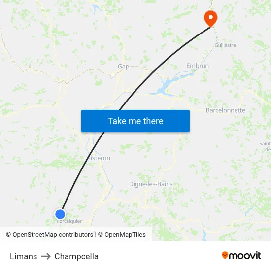 Limans to Champcella map