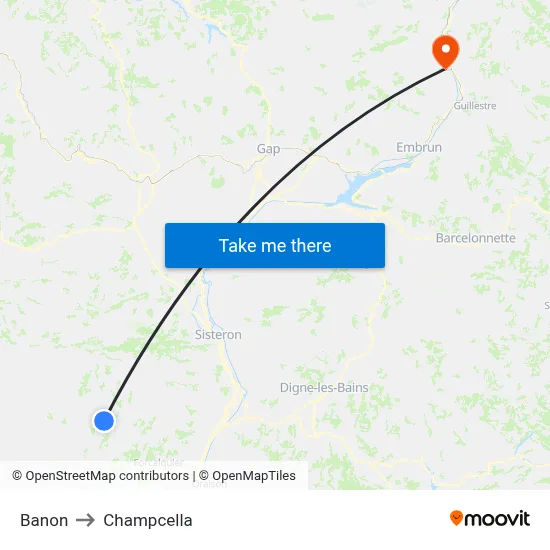 Banon to Champcella map