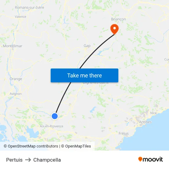 Pertuis to Champcella map