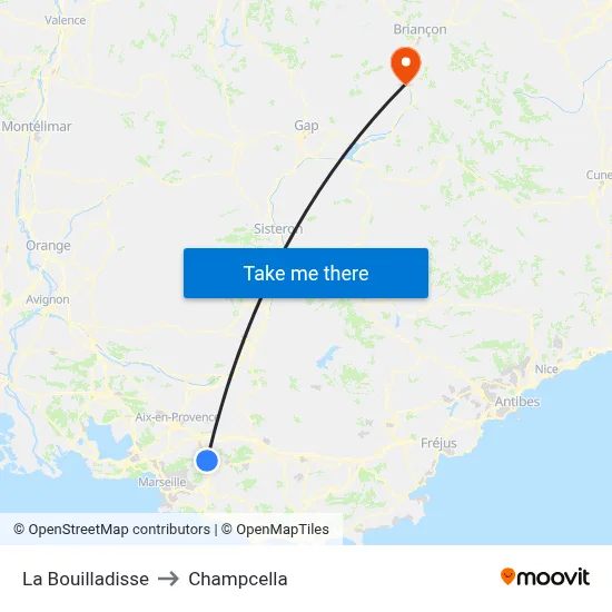 La Bouilladisse to Champcella map
