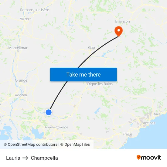 Lauris to Champcella map