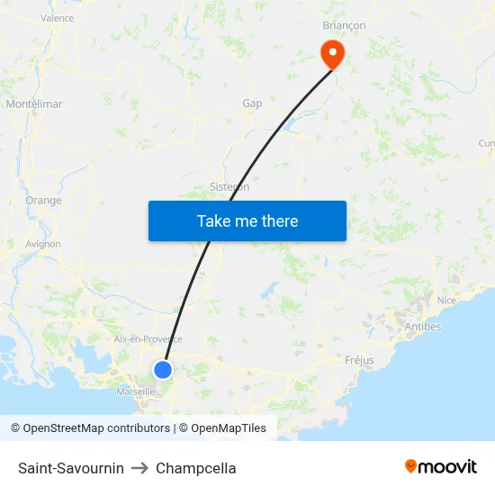 Saint-Savournin to Champcella map