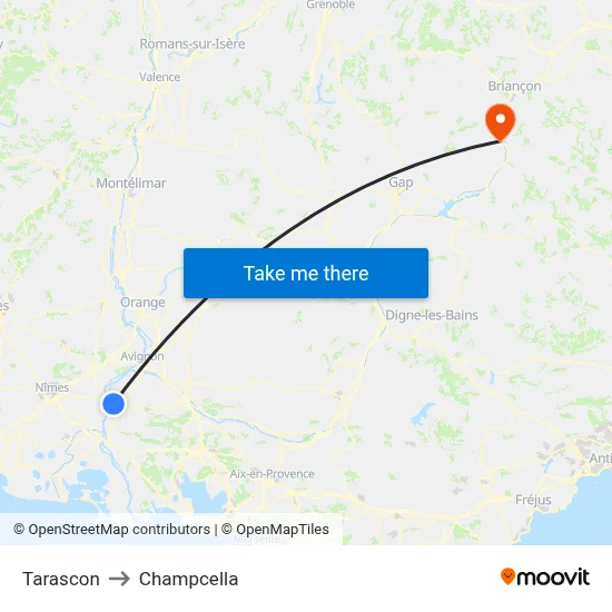 Tarascon to Champcella map