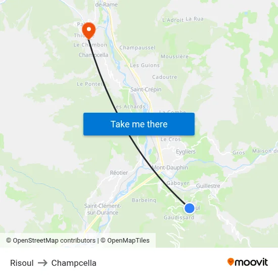 Risoul to Champcella map