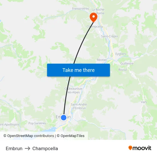 Embrun to Champcella map