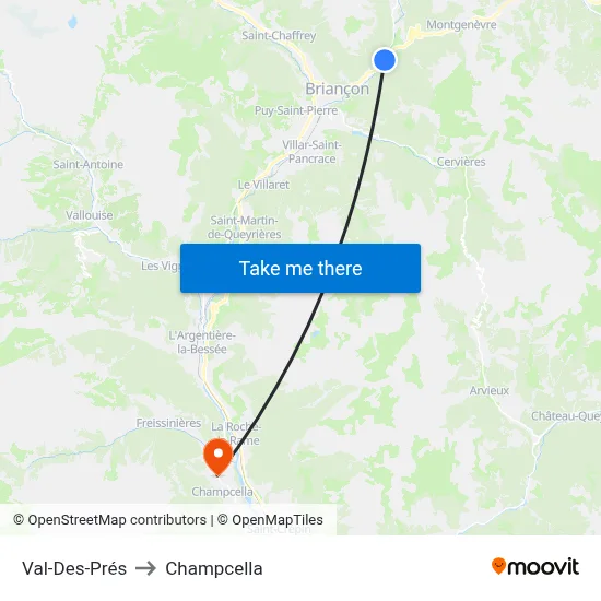 Val-Des-Prés to Champcella map