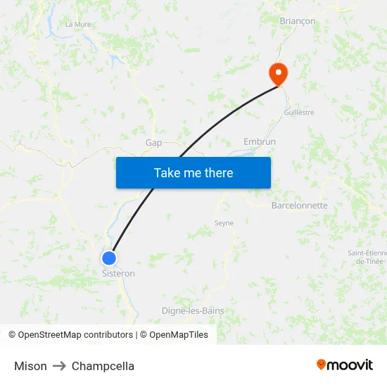 Mison to Champcella map