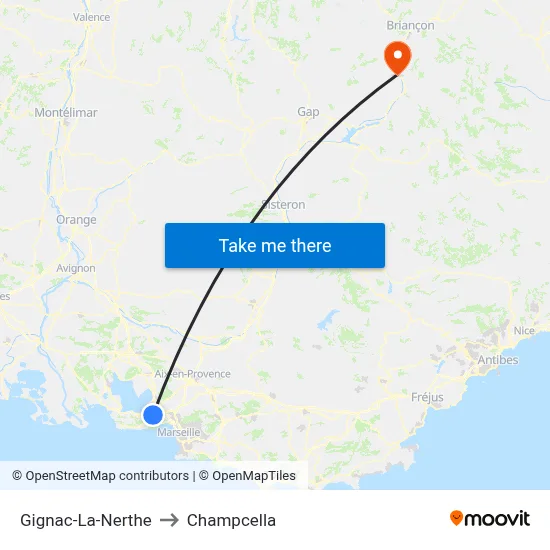 Gignac-La-Nerthe to Champcella map