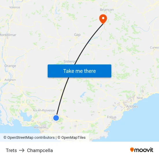Trets to Champcella map