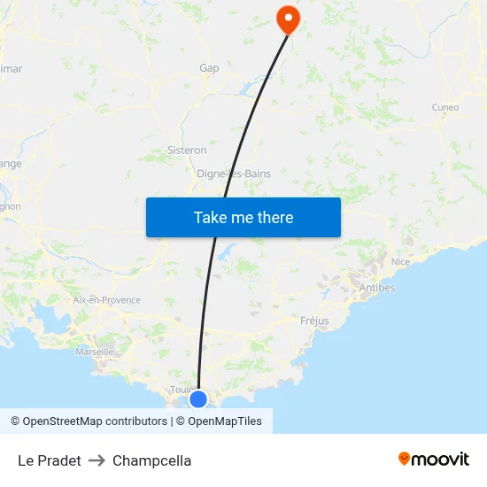 Le Pradet to Champcella map