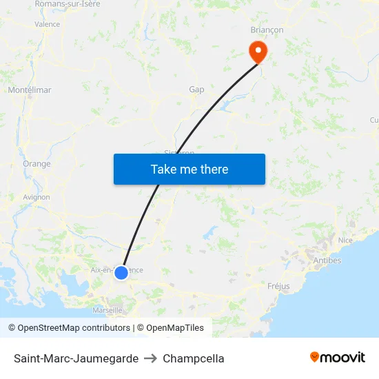 Saint-Marc-Jaumegarde to Champcella map