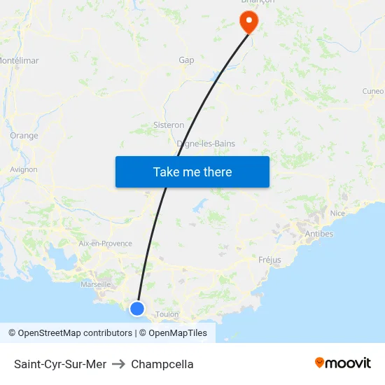 Saint-Cyr-Sur-Mer to Champcella map