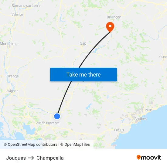 Jouques to Champcella map