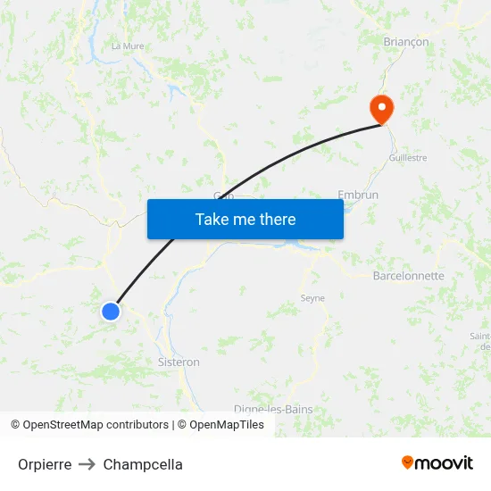 Orpierre to Champcella map