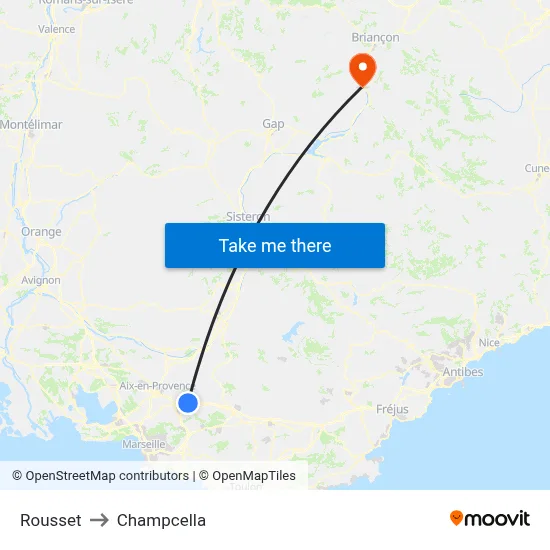 Rousset to Champcella map