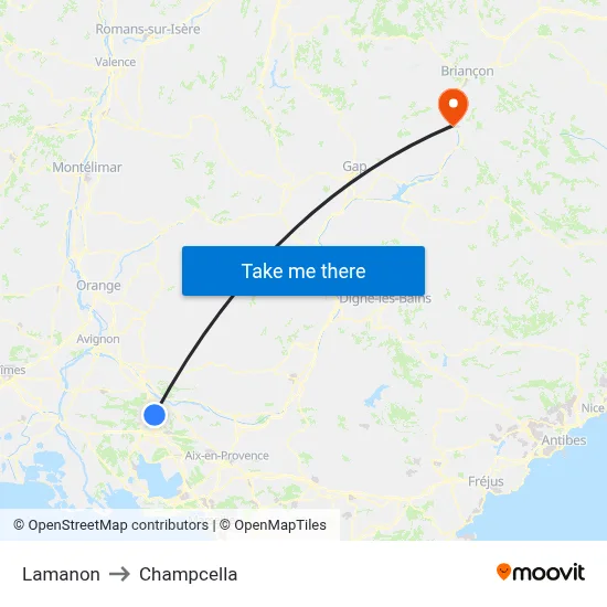 Lamanon to Champcella map