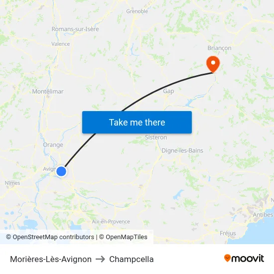 Morières-Lès-Avignon to Champcella map