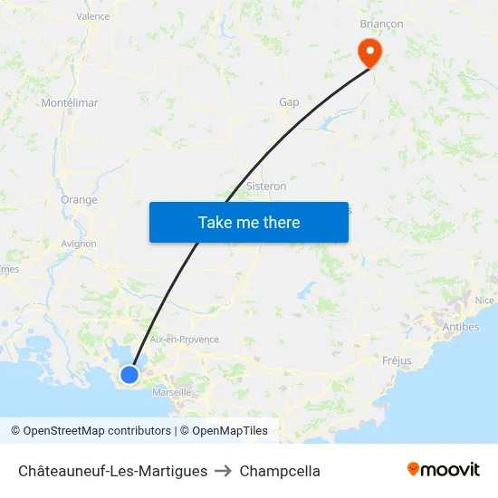 Châteauneuf-Les-Martigues to Champcella map
