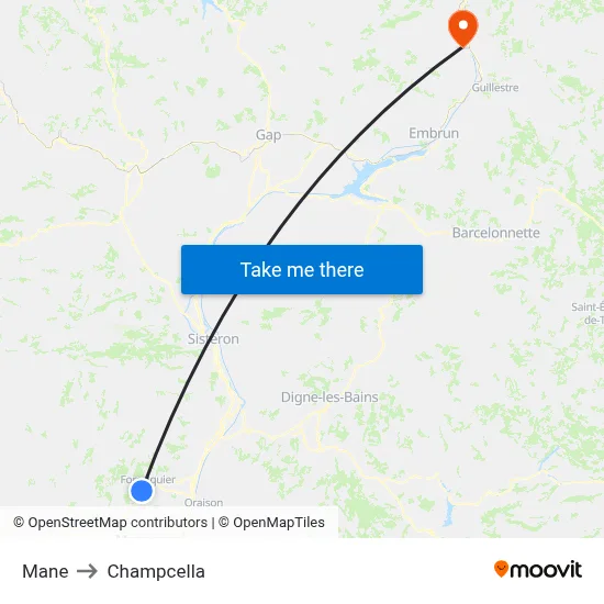 Mane to Champcella map