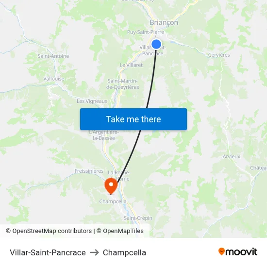 Villar-Saint-Pancrace to Champcella map
