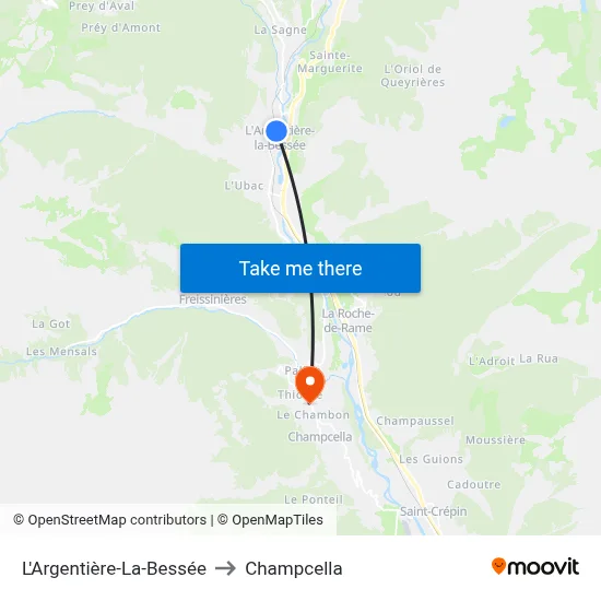 L'Argentière-La-Bessée to Champcella map