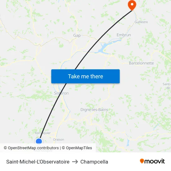 Saint-Michel-L'Observatoire to Champcella map