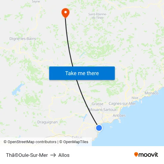 Thã©Oule-Sur-Mer to Allos map