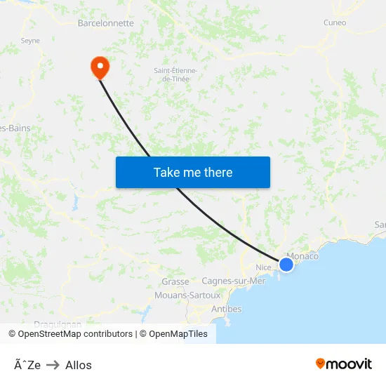 ÃˆZe to Allos map