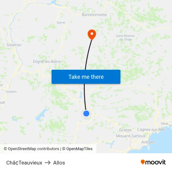 Chã¢Teauvieux to Allos map