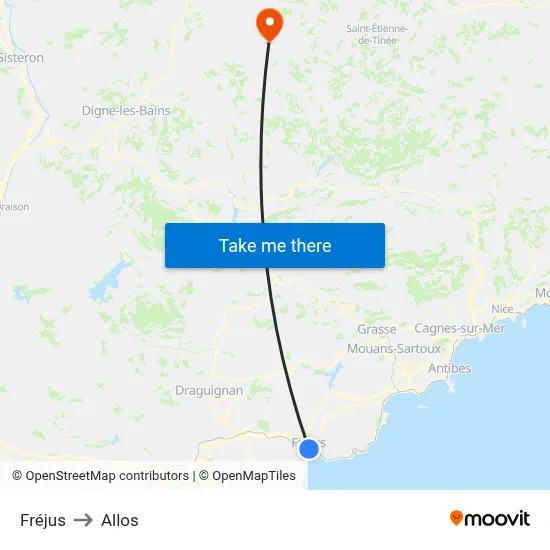 Fréjus to Allos map