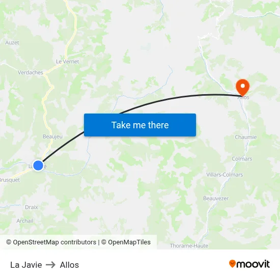 La Javie to Allos map