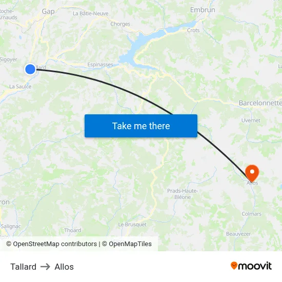 Tallard to Allos map
