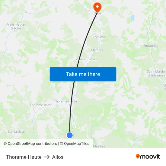 Thorame-Haute to Allos map