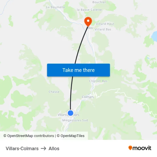 Villars-Colmars to Allos map