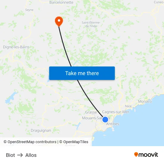 Biot to Allos map