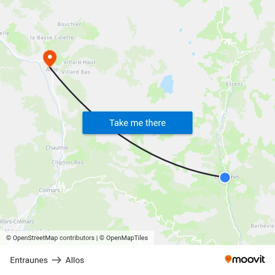 Entraunes to Allos map