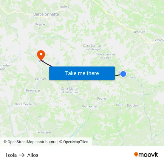 Isola to Allos map