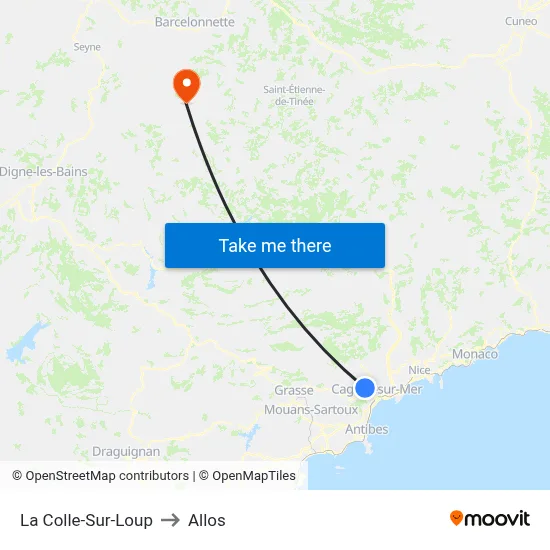 La Colle-Sur-Loup to Allos map