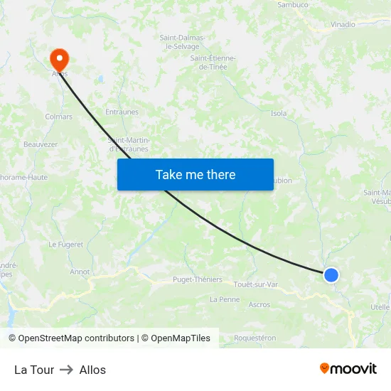 La Tour to Allos map