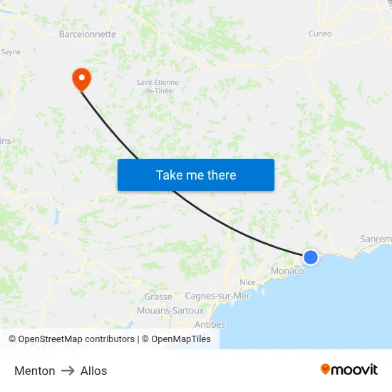 Menton to Allos map
