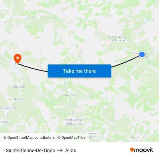 Saint-Étienne-De-Tinée to Allos map