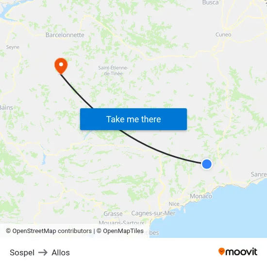 Sospel to Allos map