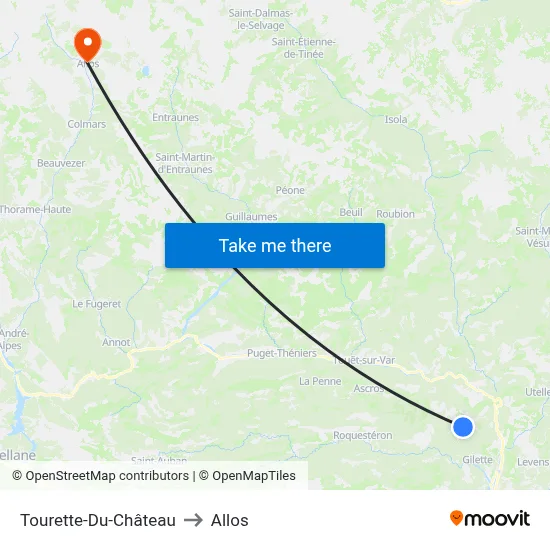 Tourette-Du-Château to Allos map