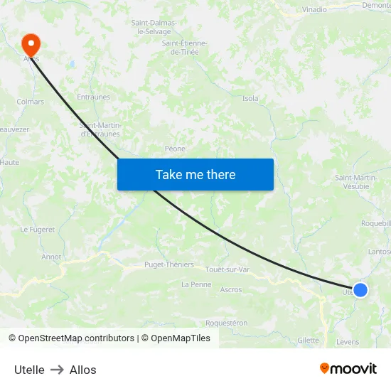 Utelle to Allos map