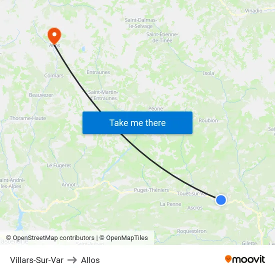 Villars-Sur-Var to Allos map