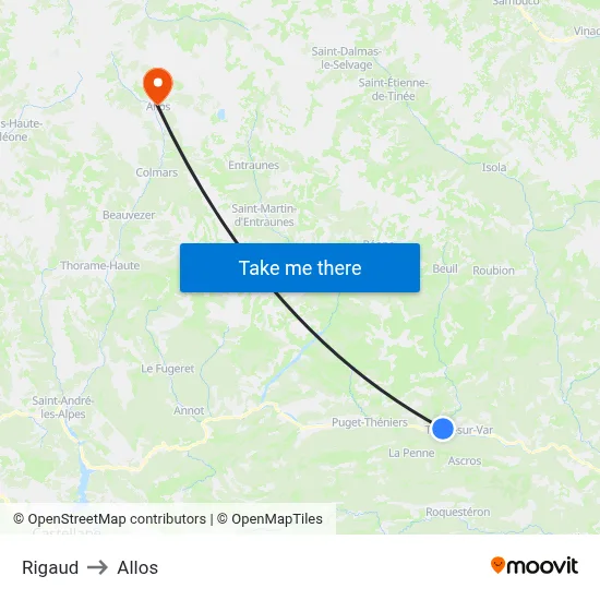 Rigaud to Allos map