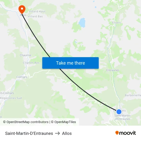 Saint-Martin-D'Entraunes to Allos map
